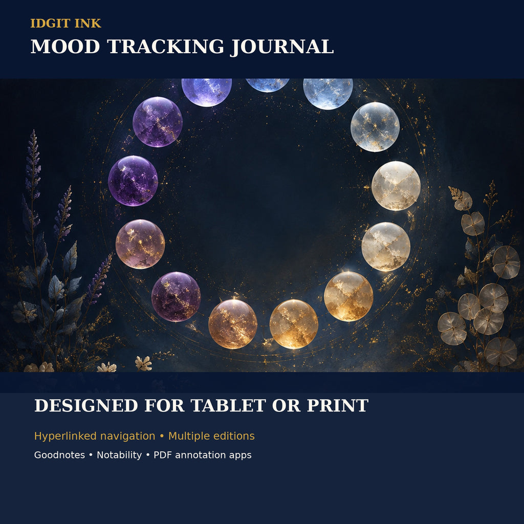 Idgit Ink Mood-Tracking digital journal — 100 PNG digital stickers preview