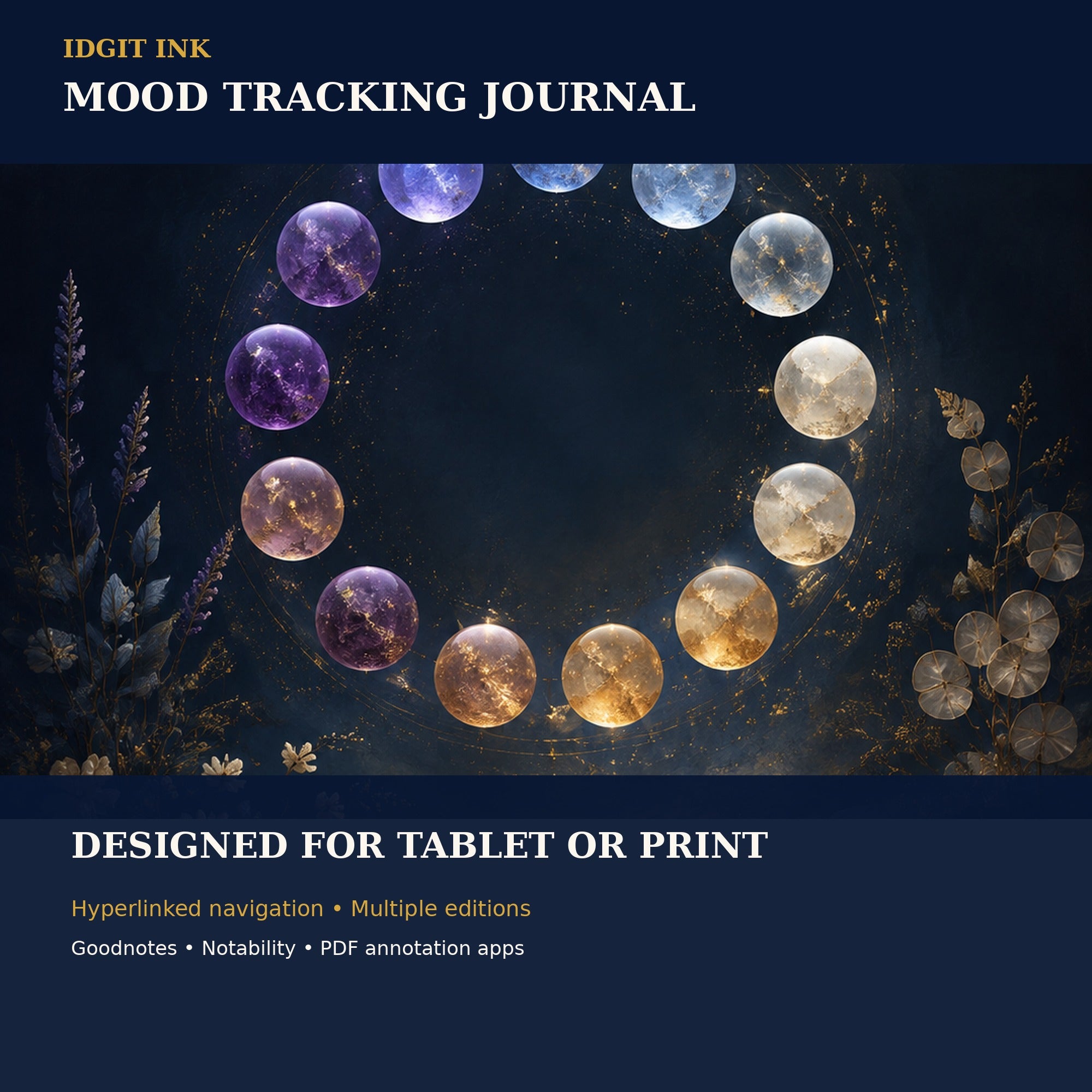 Idgit Ink Mood-Tracking digital journal — 100 PNG digital stickers preview