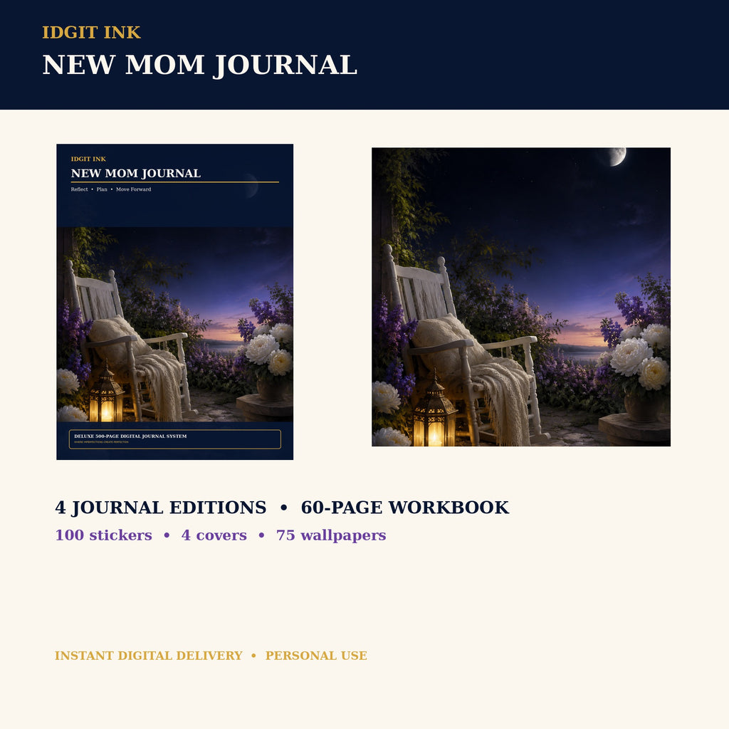 Idgit Ink New-Mom digital journal — complete deluxe journal bundle overview