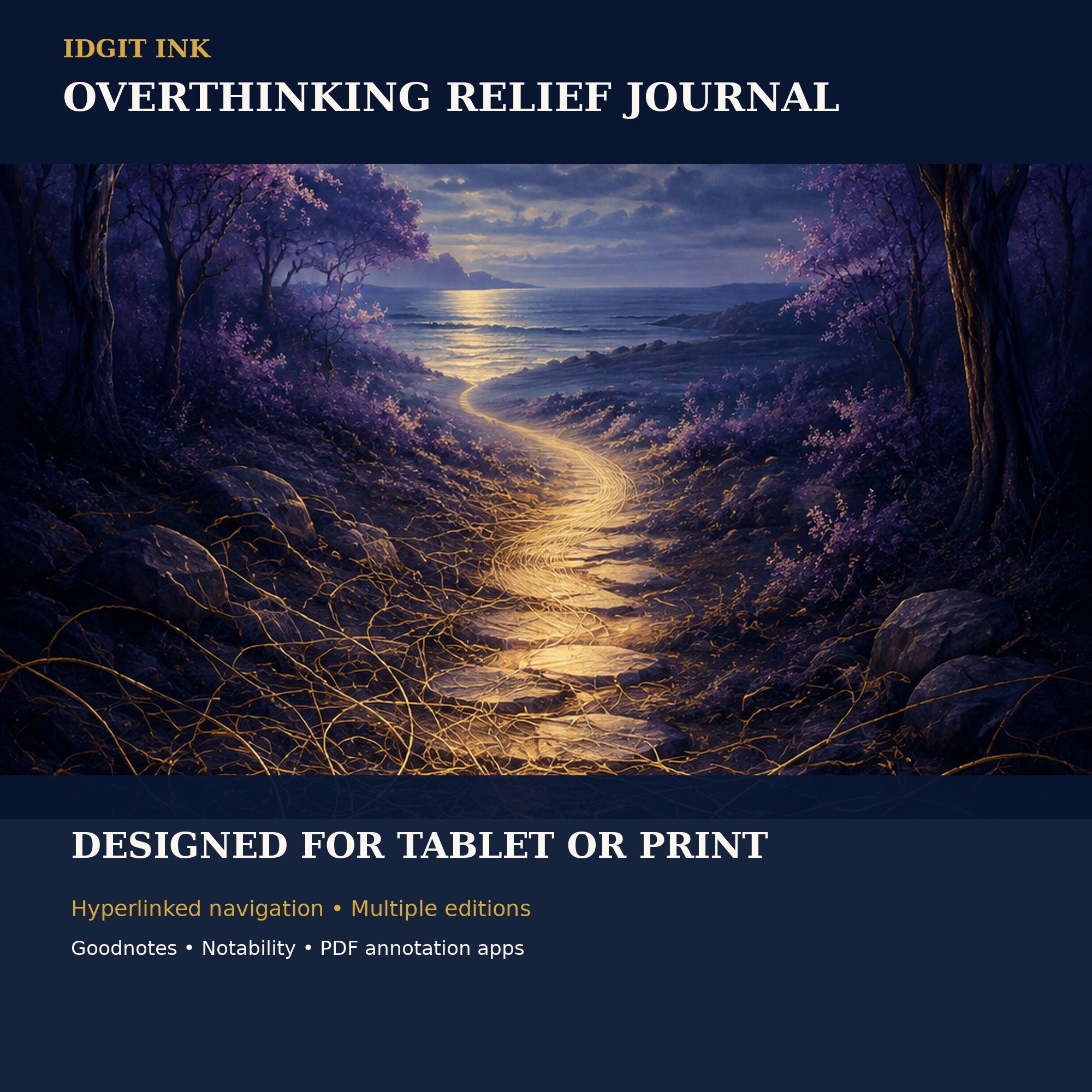 Idgit Ink Overthinking Relief digital journal — 100 PNG digital stickers preview