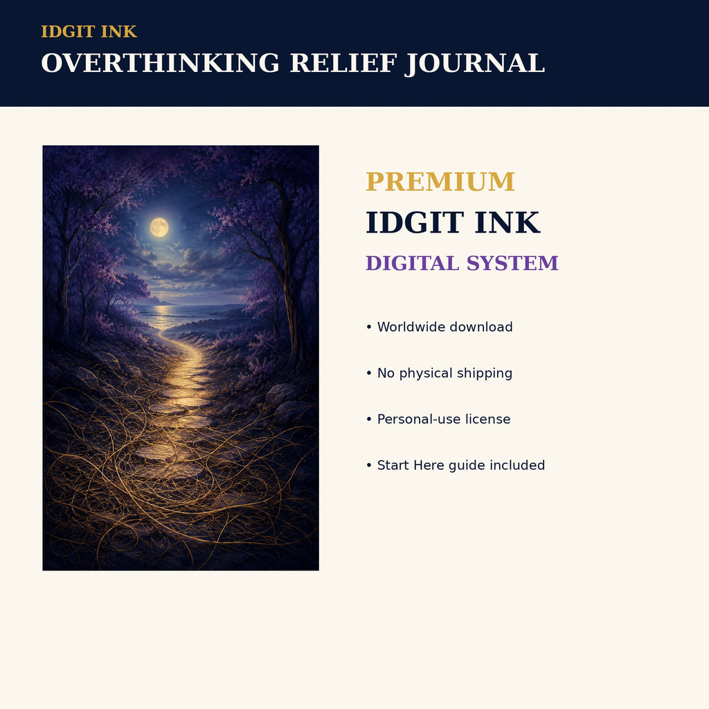 Idgit Ink Overthinking Relief digital journal — 75 device wallpapers preview