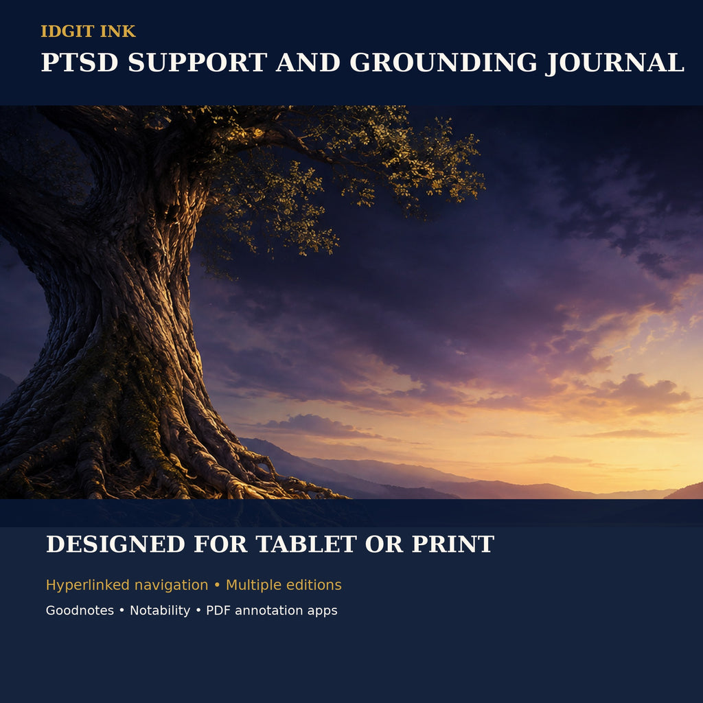 Idgit Ink PTSD Support and Grounding digital journal — 100 PNG digital stickers preview