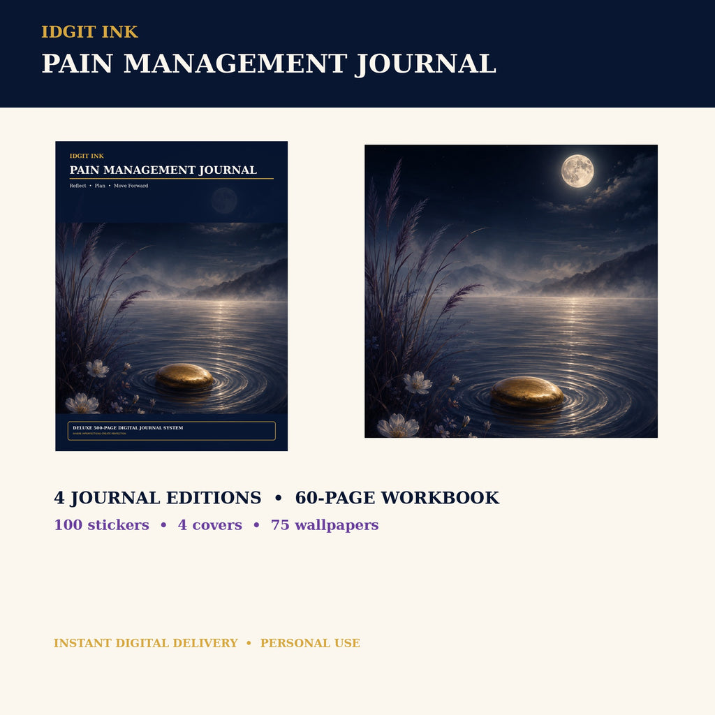 Idgit Ink Pain-Management digital journal — complete deluxe journal bundle overview
