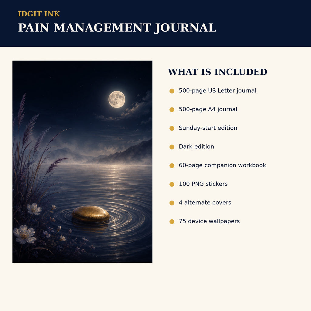 Idgit Ink Pain-Management digital journal — four alternate journal covers