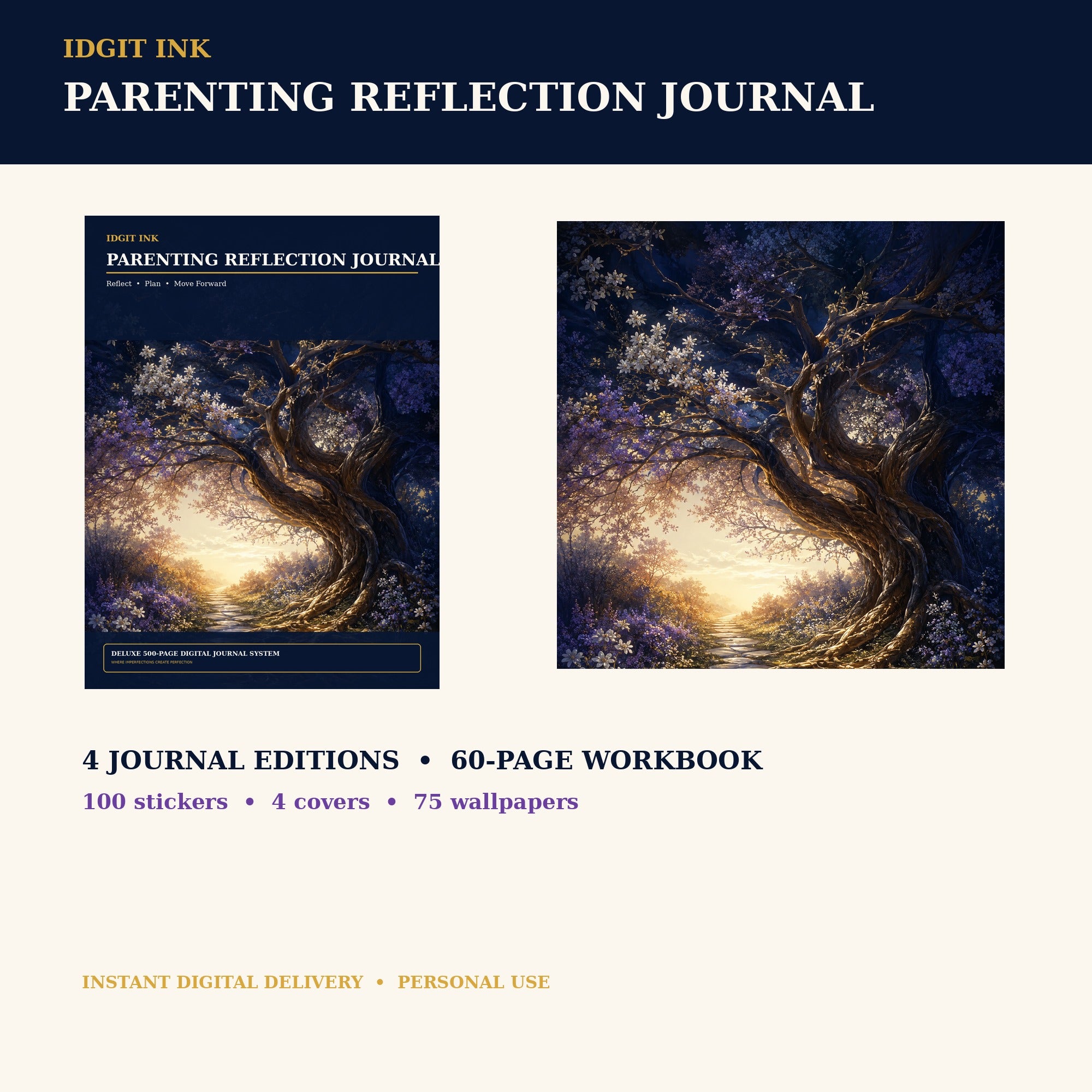 Idgit Ink Parenting Reflection digital journal — complete deluxe journal bundle overview
