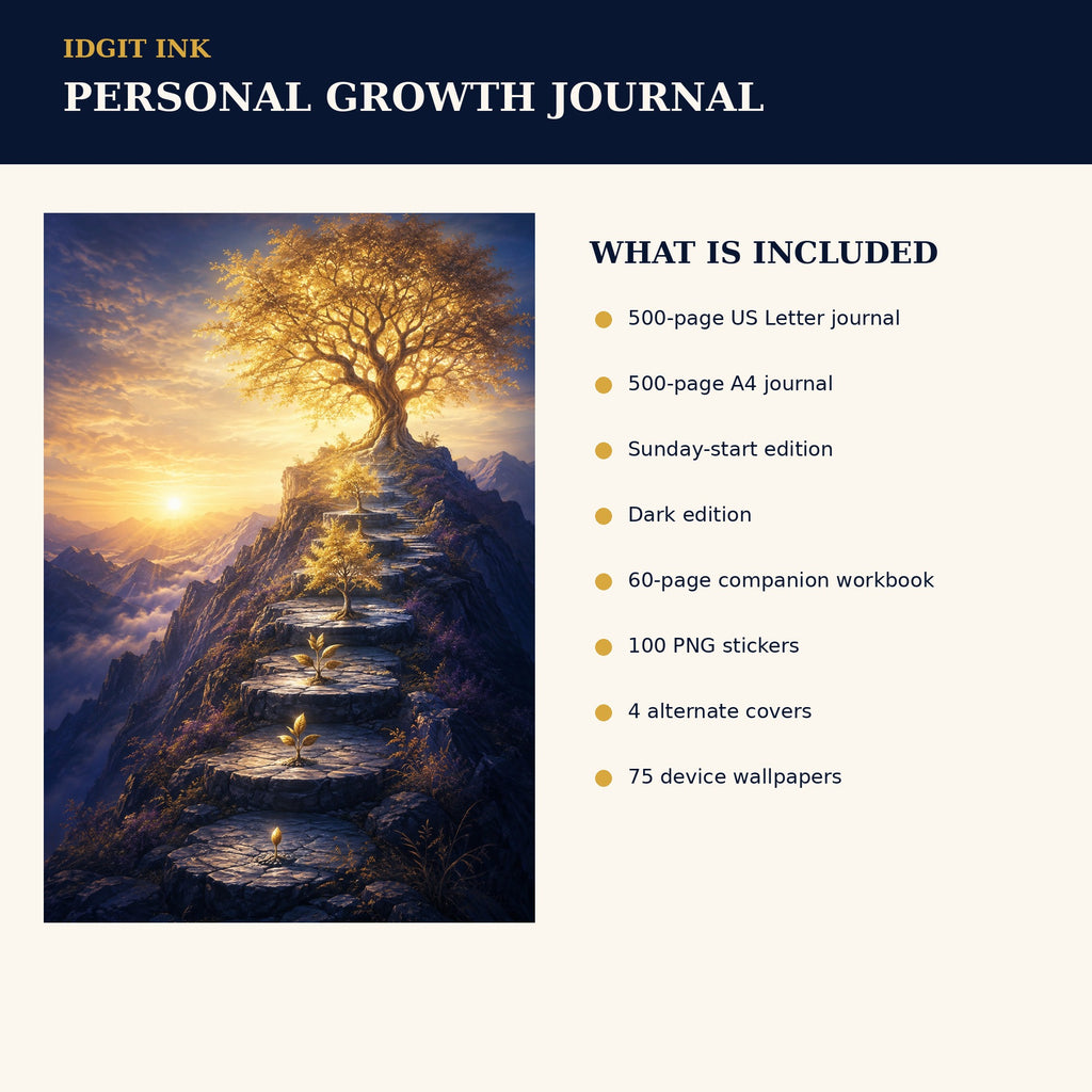 Idgit Ink Personal-Growth digital journal — four alternate journal covers
