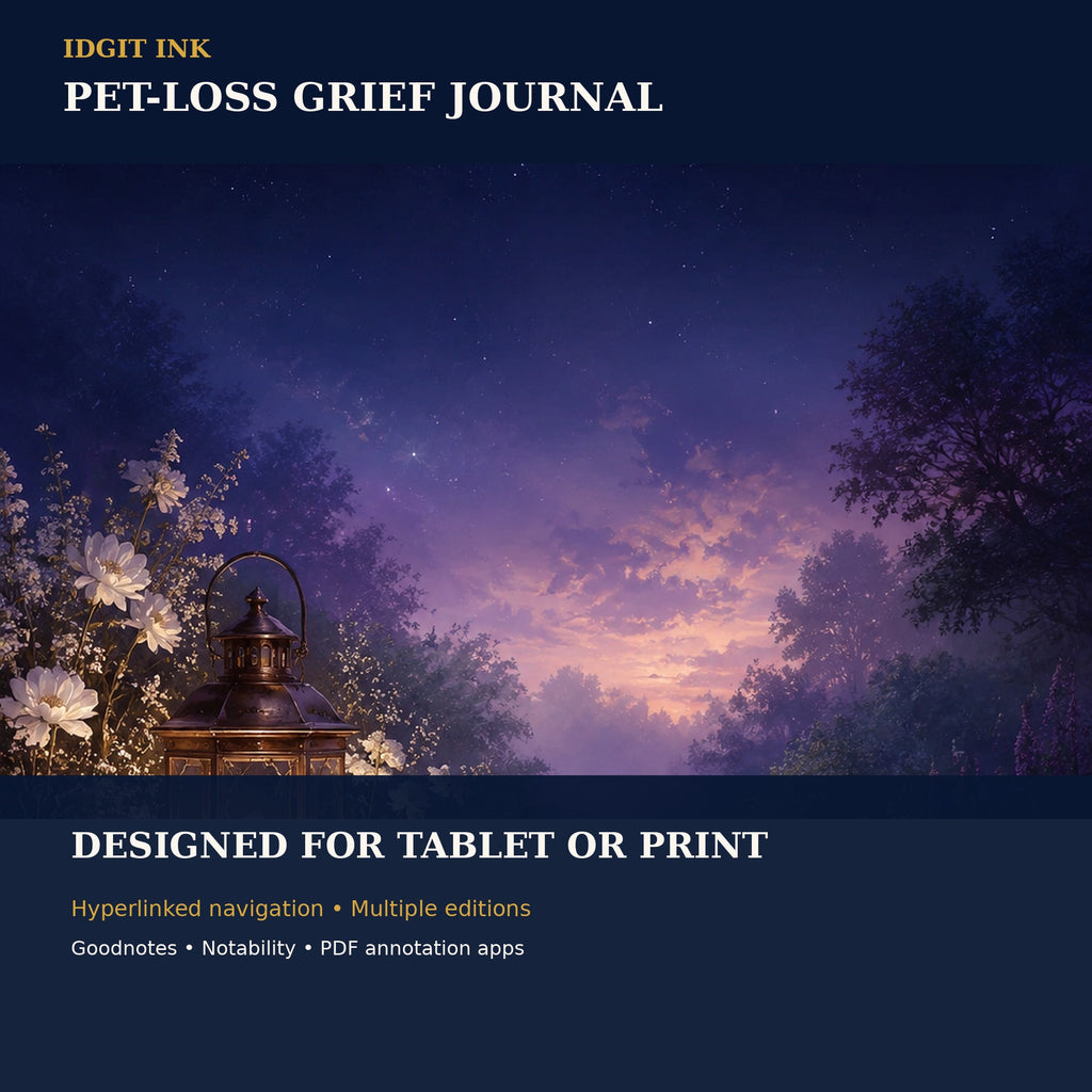 Idgit Ink Pet-Loss Grief digital journal — 100 PNG digital stickers preview