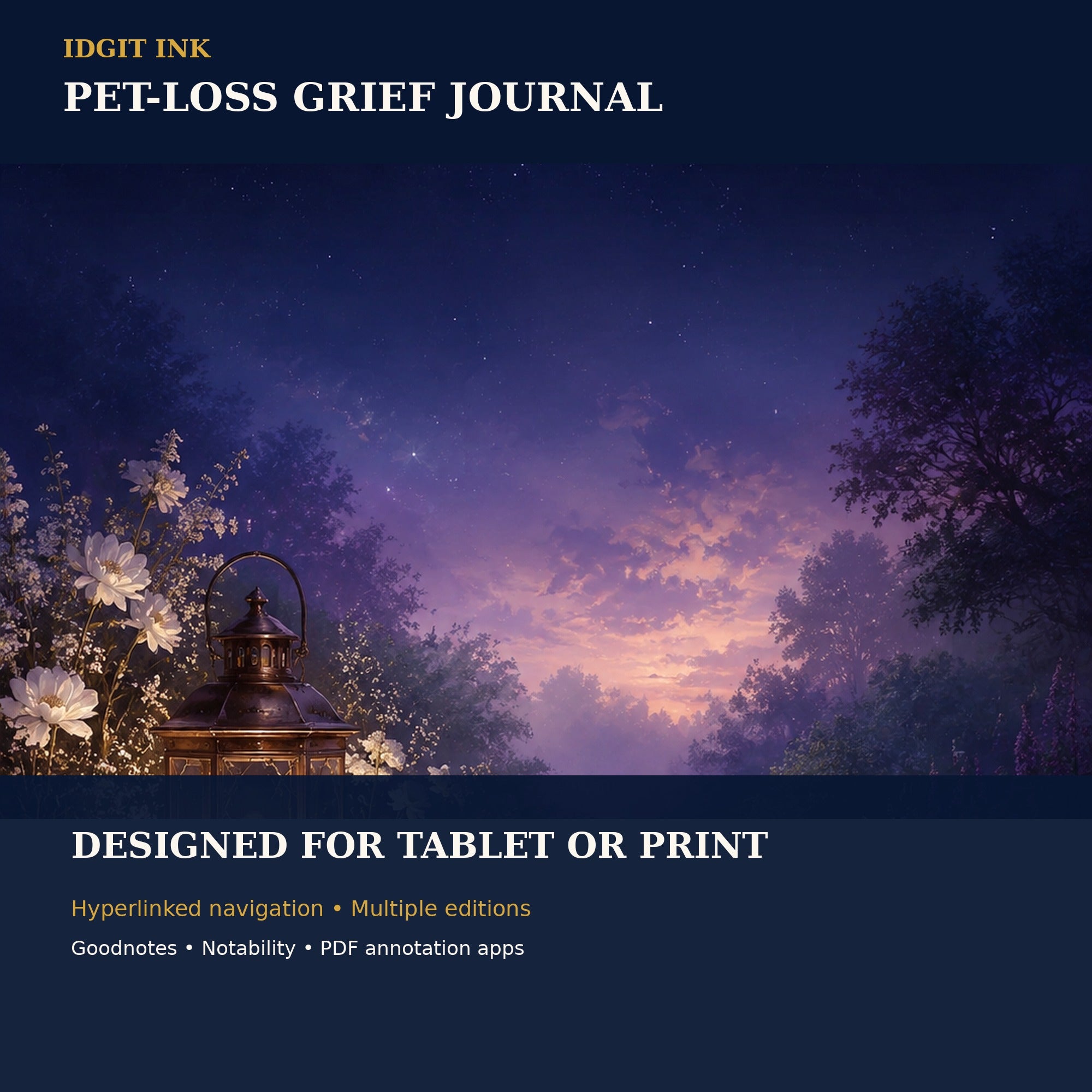 Idgit Ink Pet-Loss Grief digital journal — 100 PNG digital stickers preview