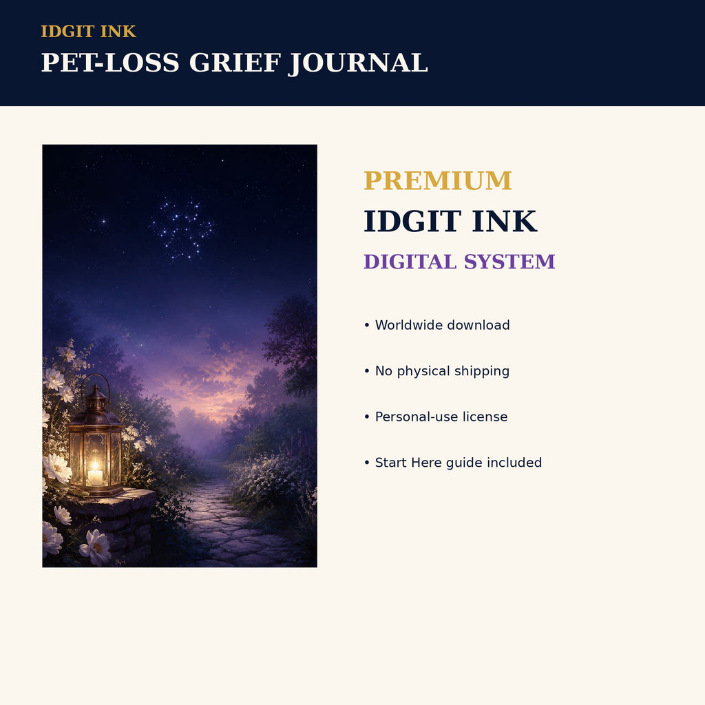 Idgit Ink Pet-Loss Grief digital journal — 75 device wallpapers preview