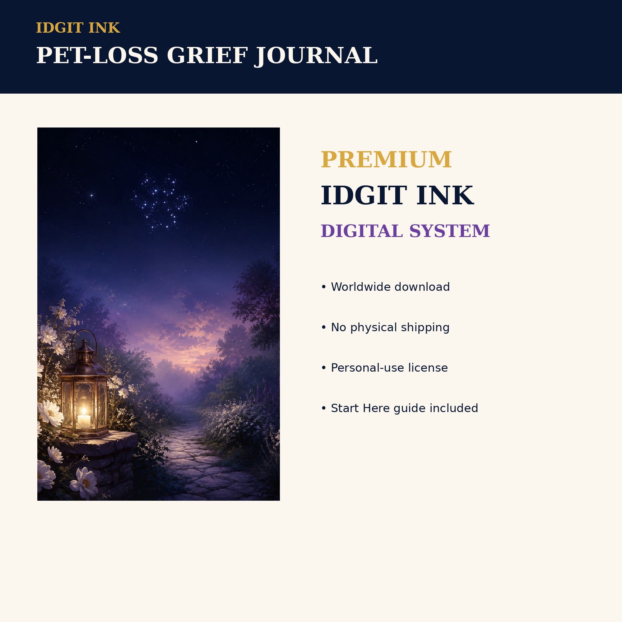 Idgit Ink Pet-Loss Grief digital journal — 75 device wallpapers preview