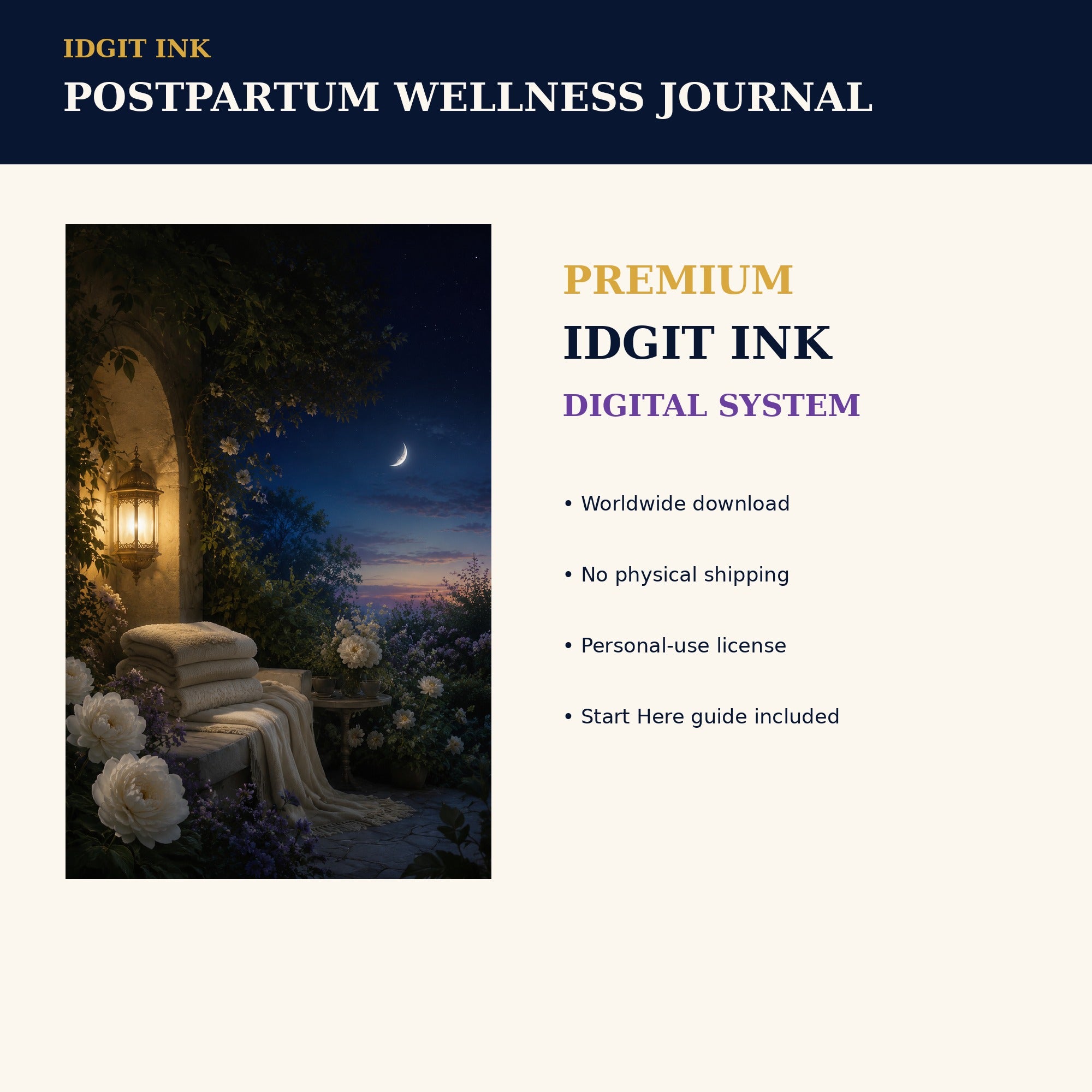 Idgit Ink Postpartum Wellness digital journal — 75 device wallpapers preview