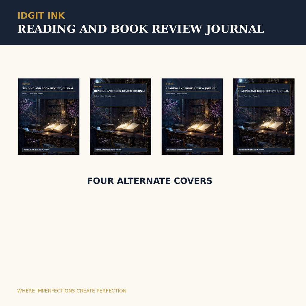 Idgit Ink Reading and Book Review digital journal — four alternate journal covers