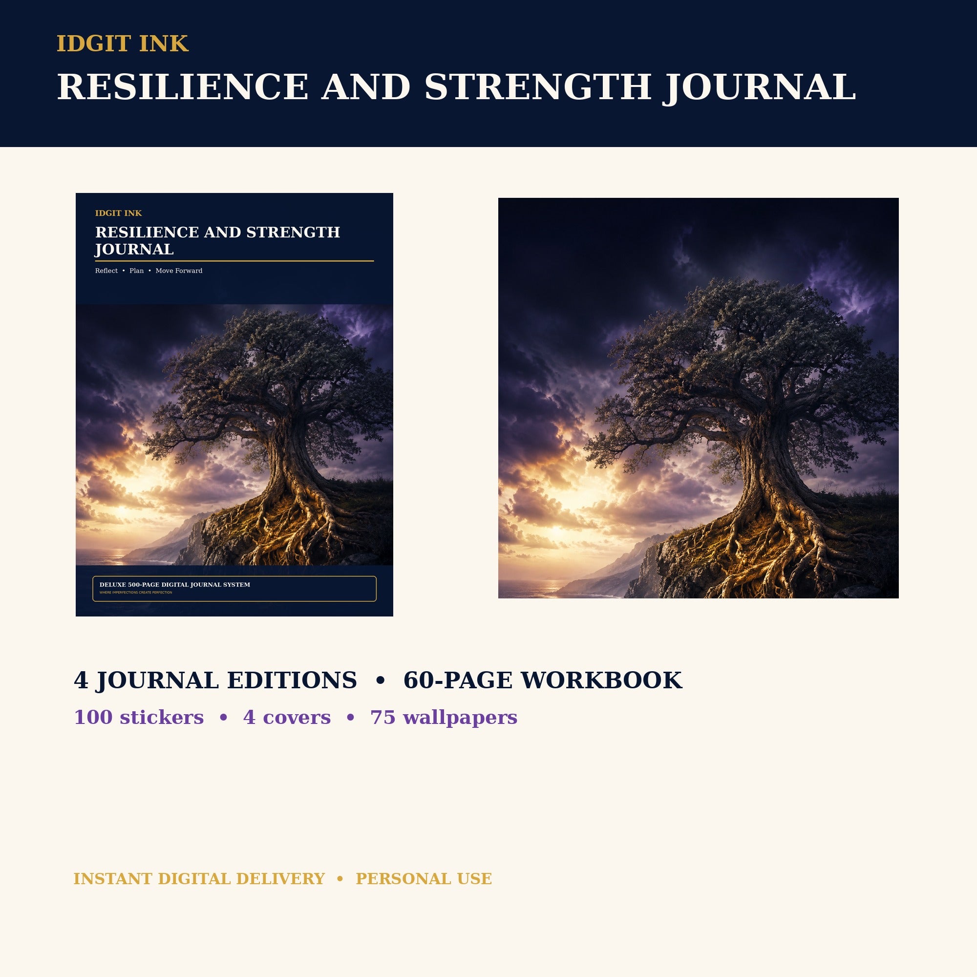 Idgit Ink Resilience and Strength digital journal — complete deluxe journal bundle overview