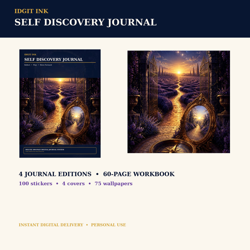 Idgit Ink Self-Discovery digital journal — complete deluxe journal bundle overview