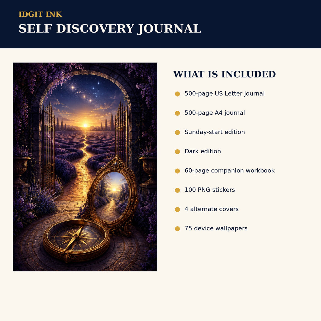 Idgit Ink Self-Discovery digital journal — four alternate journal covers