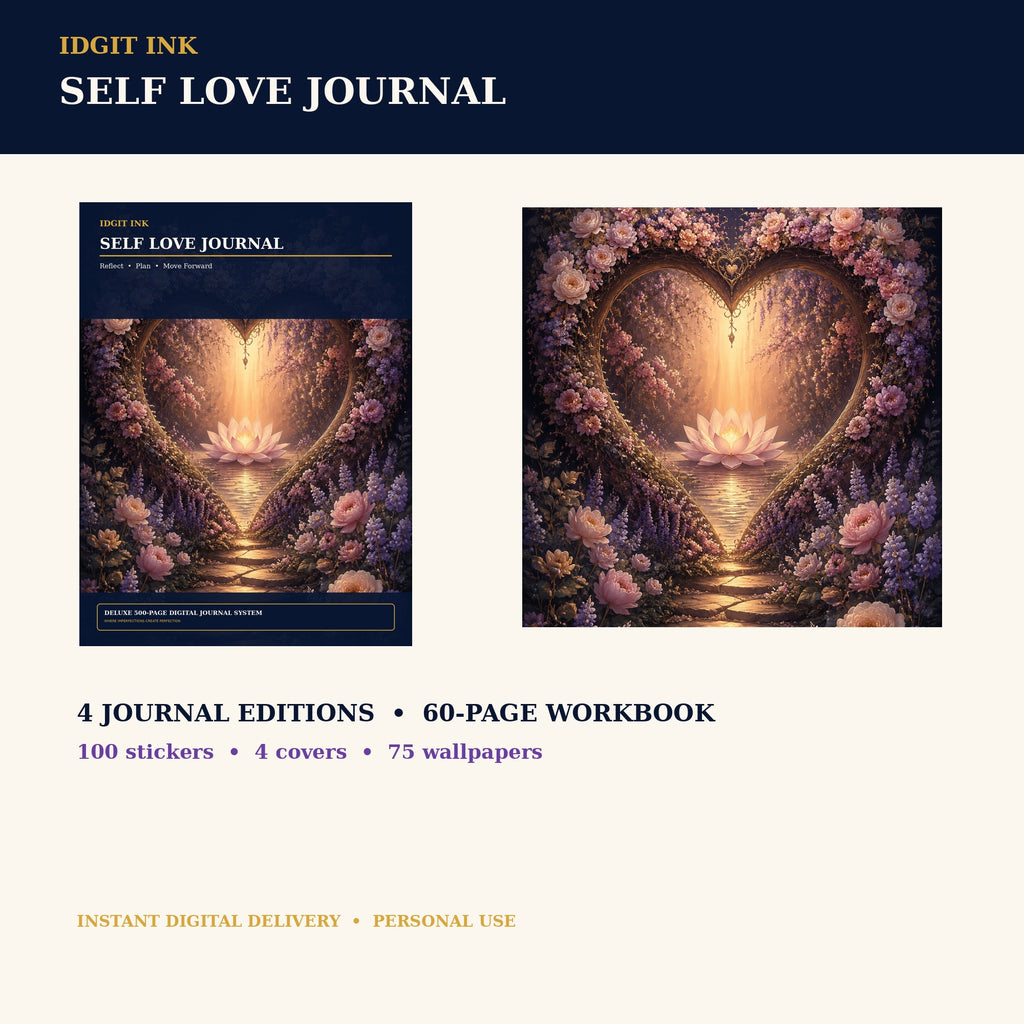 Idgit Ink Self-Love digital journal — complete deluxe journal bundle overview