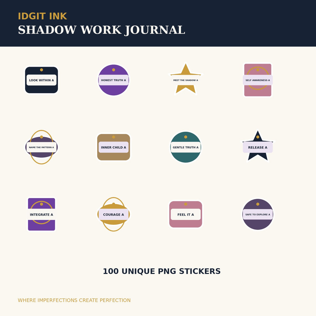 Idgit Ink Shadow Work digital journal — 100 PNG digital stickers preview