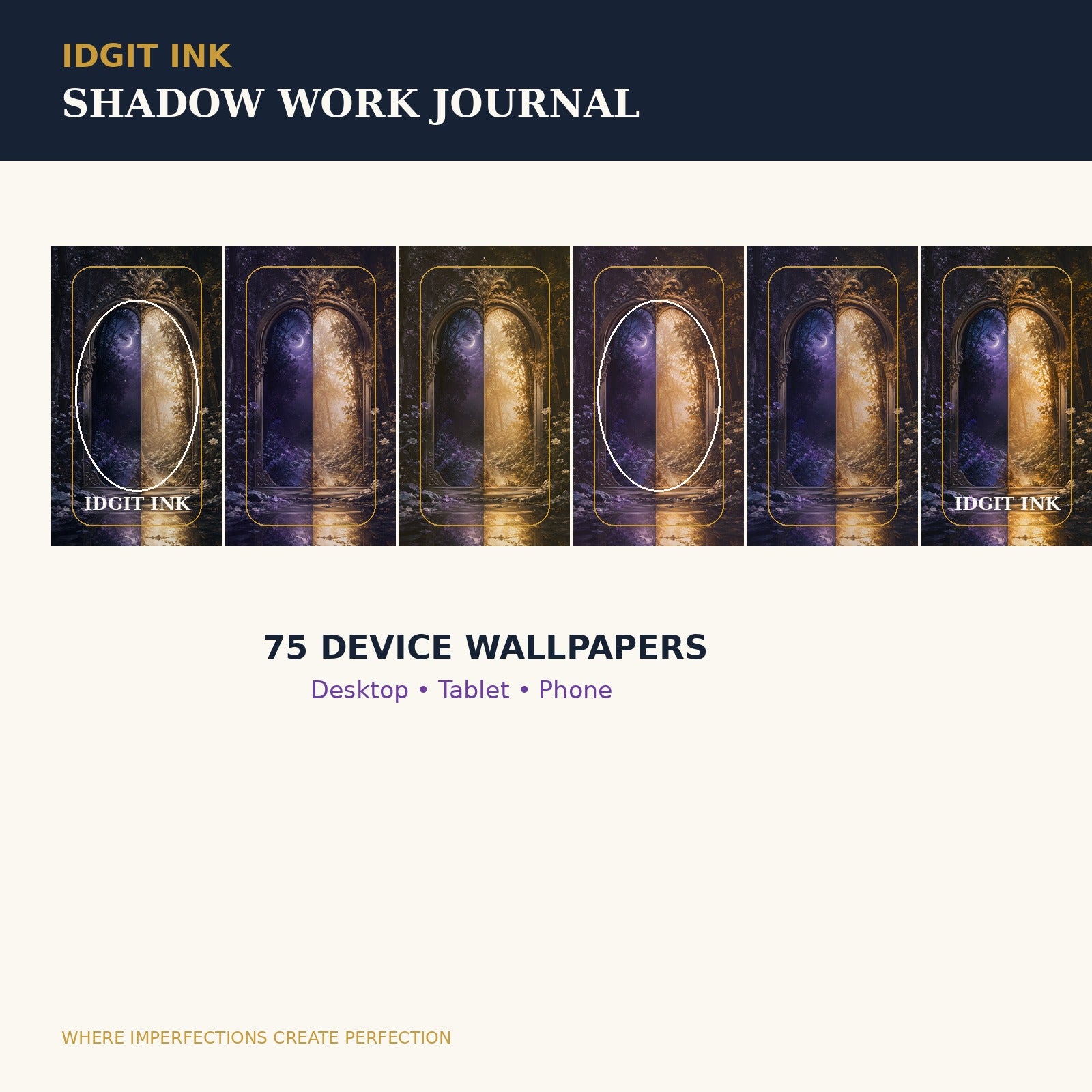 Idgit Ink Shadow Work digital journal — 75 device wallpapers preview