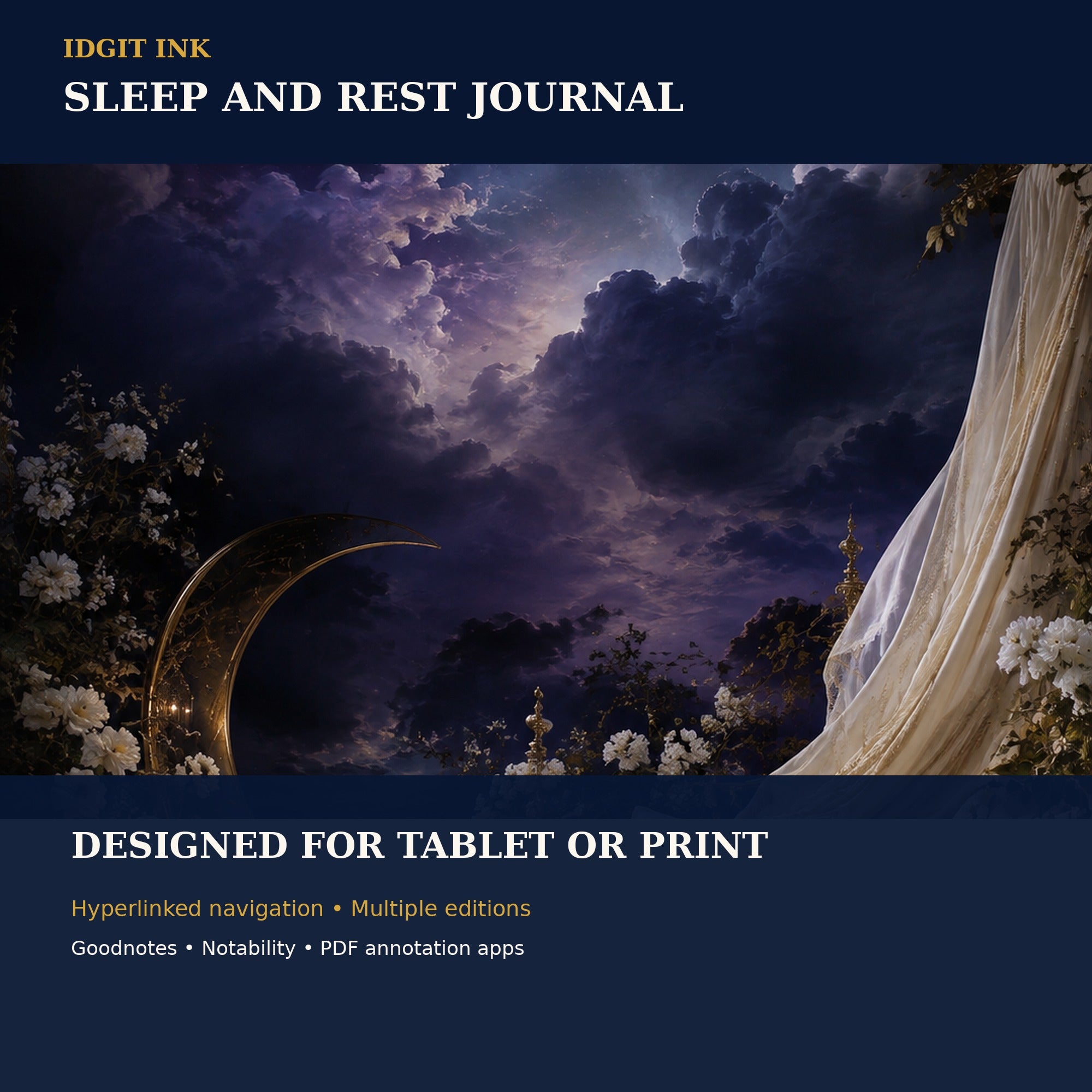 Idgit Ink Sleep and Rest digital journal — 100 PNG digital stickers preview