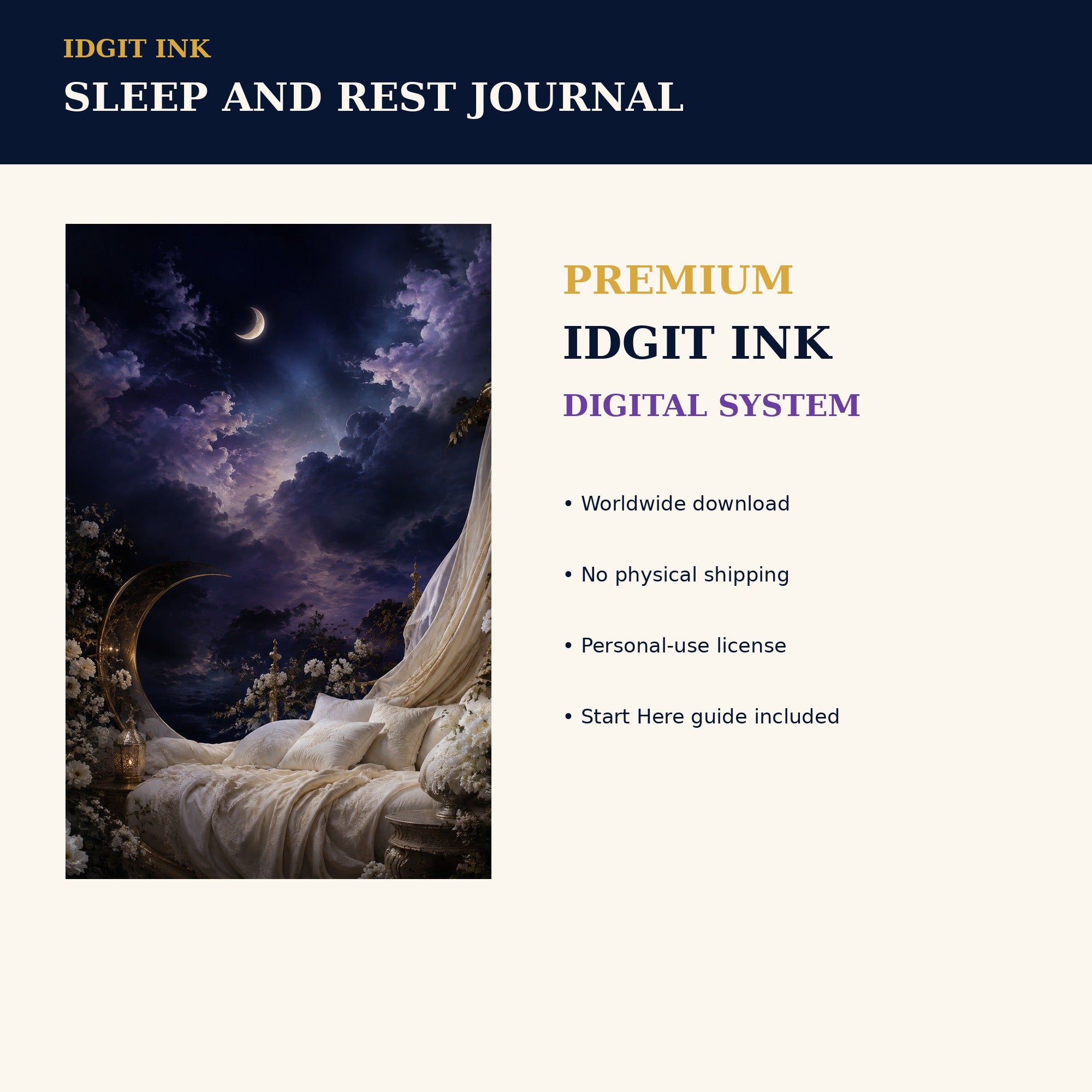 Idgit Ink Sleep and Rest digital journal — 75 device wallpapers preview