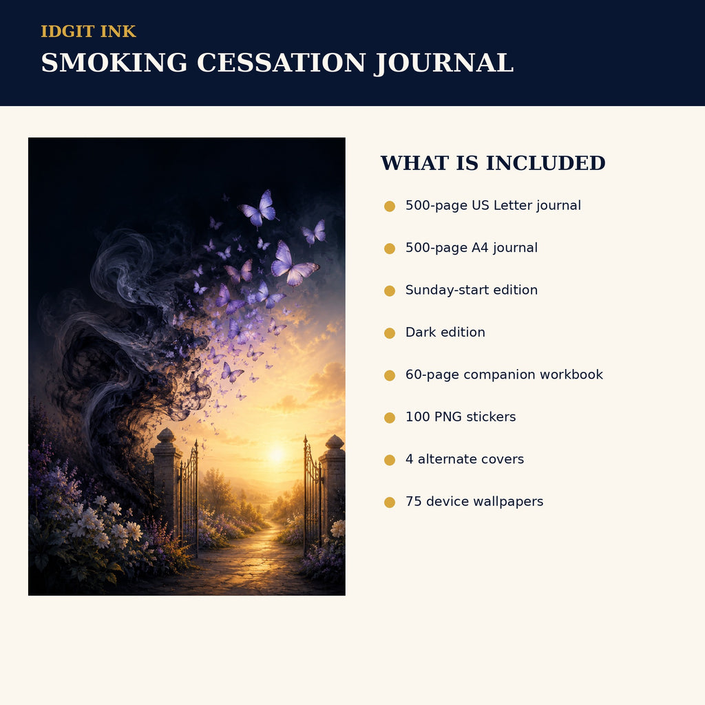 Idgit Ink Smoking-Cessation digital journal — four alternate journal covers