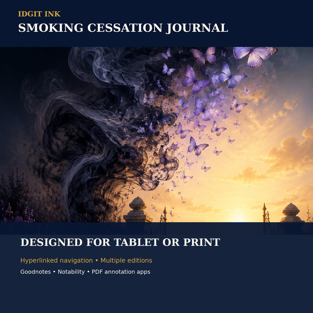 Idgit Ink Smoking-Cessation digital journal — 100 PNG digital stickers preview