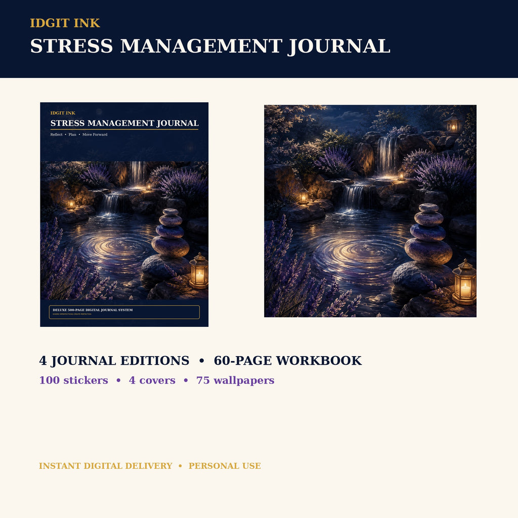 Idgit Ink Stress-Management digital journal — complete deluxe journal bundle overview
