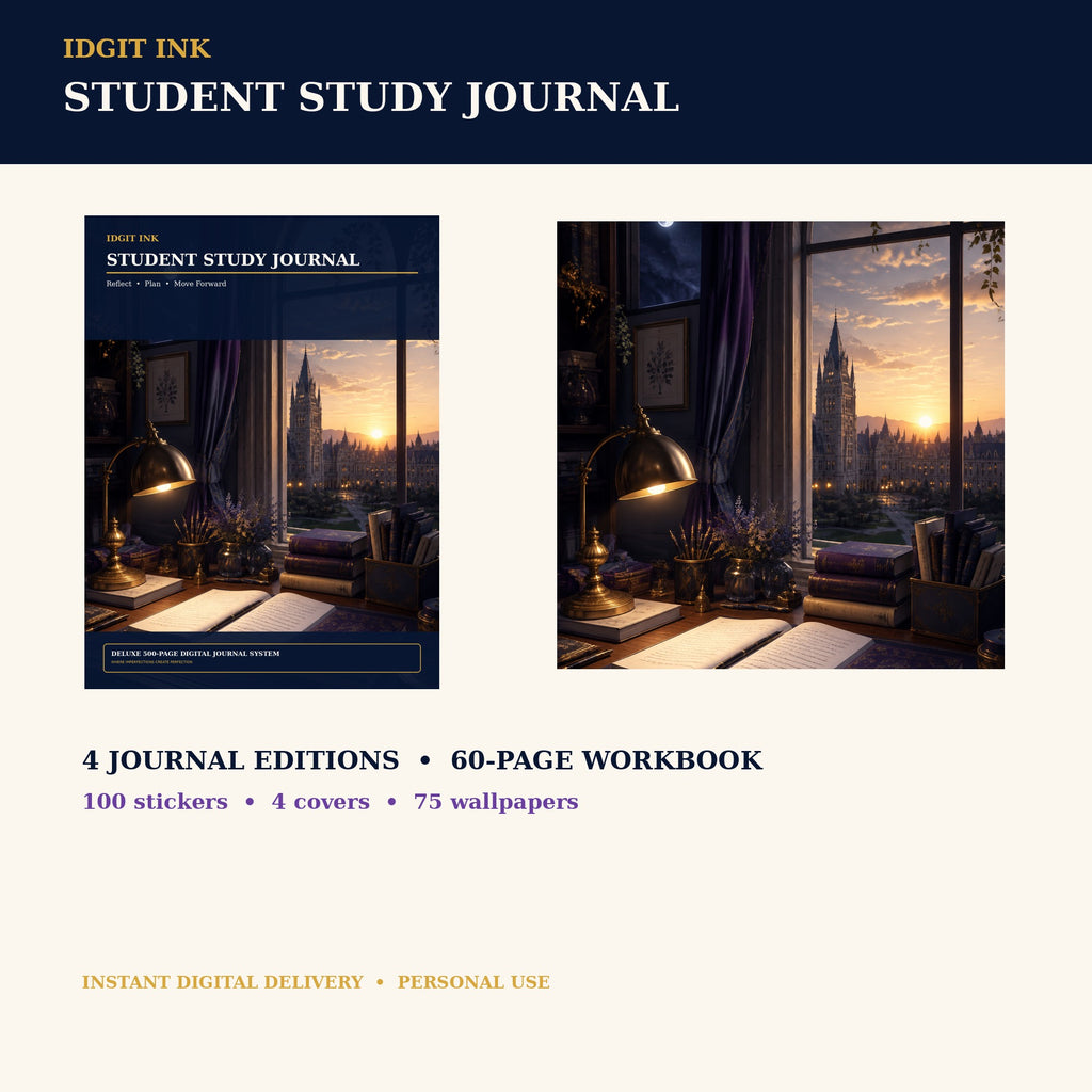 Idgit Ink Student Study digital journal — complete deluxe journal bundle overview