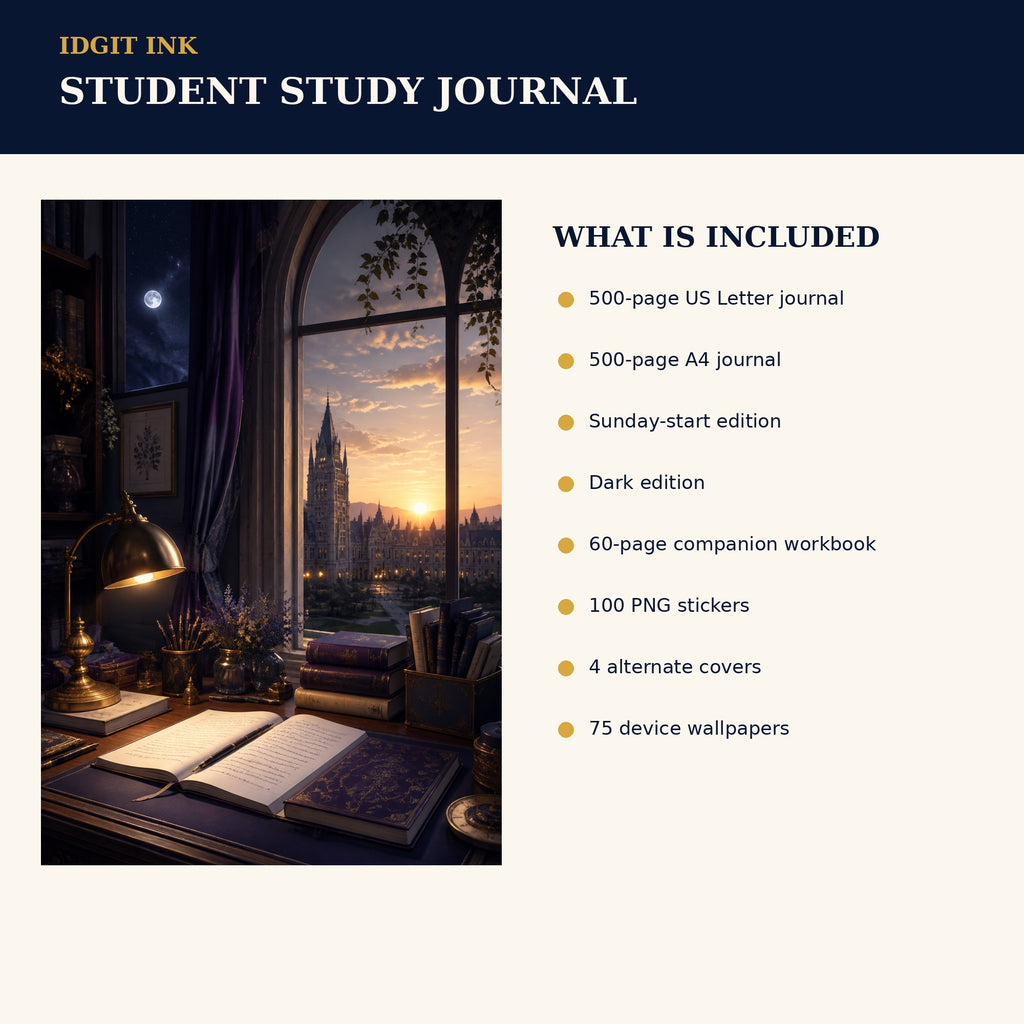 Idgit Ink Student Study digital journal — four alternate journal covers