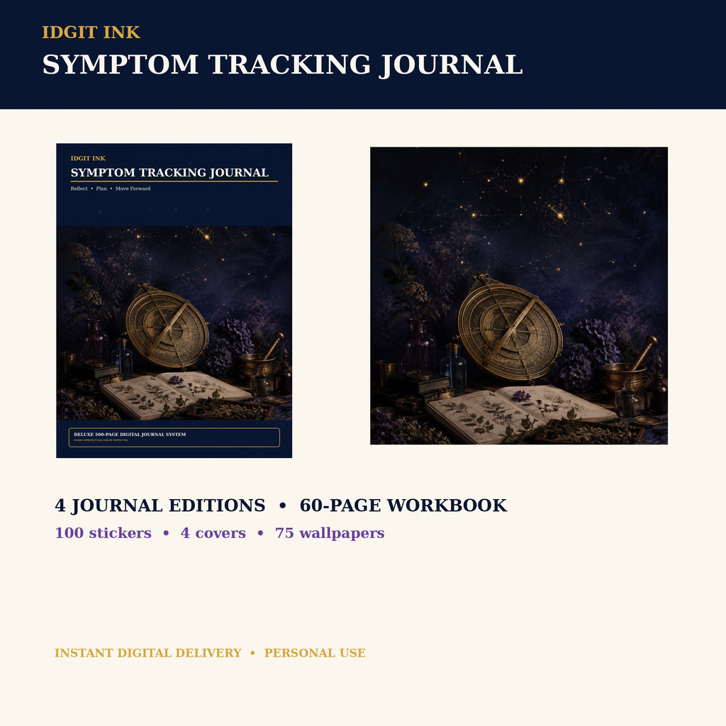 Idgit Ink Symptom-Tracking digital journal — complete deluxe journal bundle overview