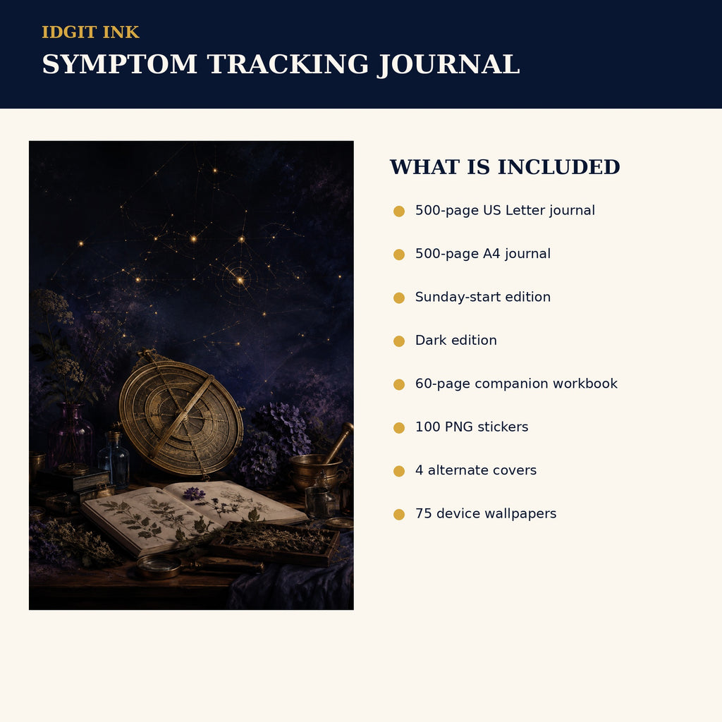 Idgit Ink Symptom-Tracking digital journal — four alternate journal covers