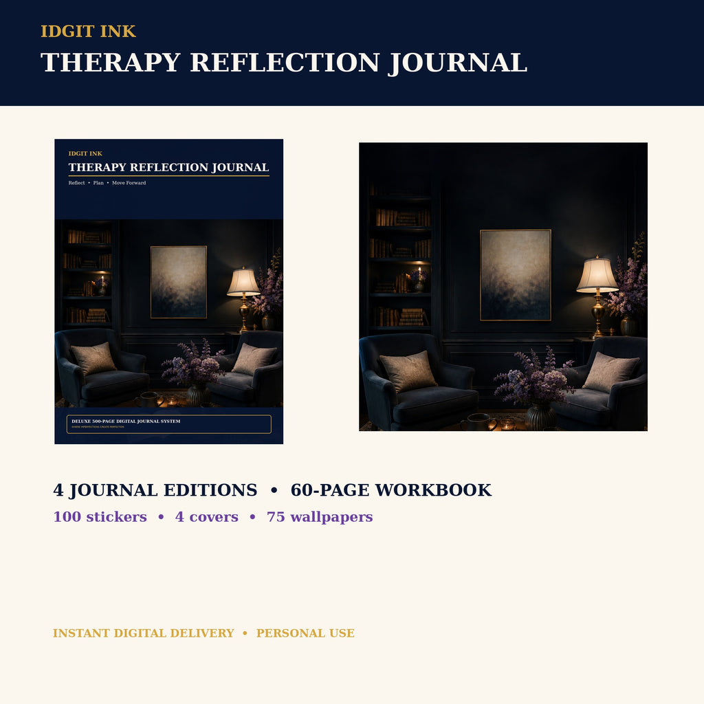 Idgit Ink Therapy Reflection digital journal — complete deluxe journal bundle overview