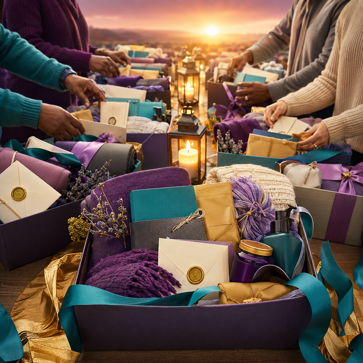 Walk With Me Community Champion volunteers assembling multiple care packages
