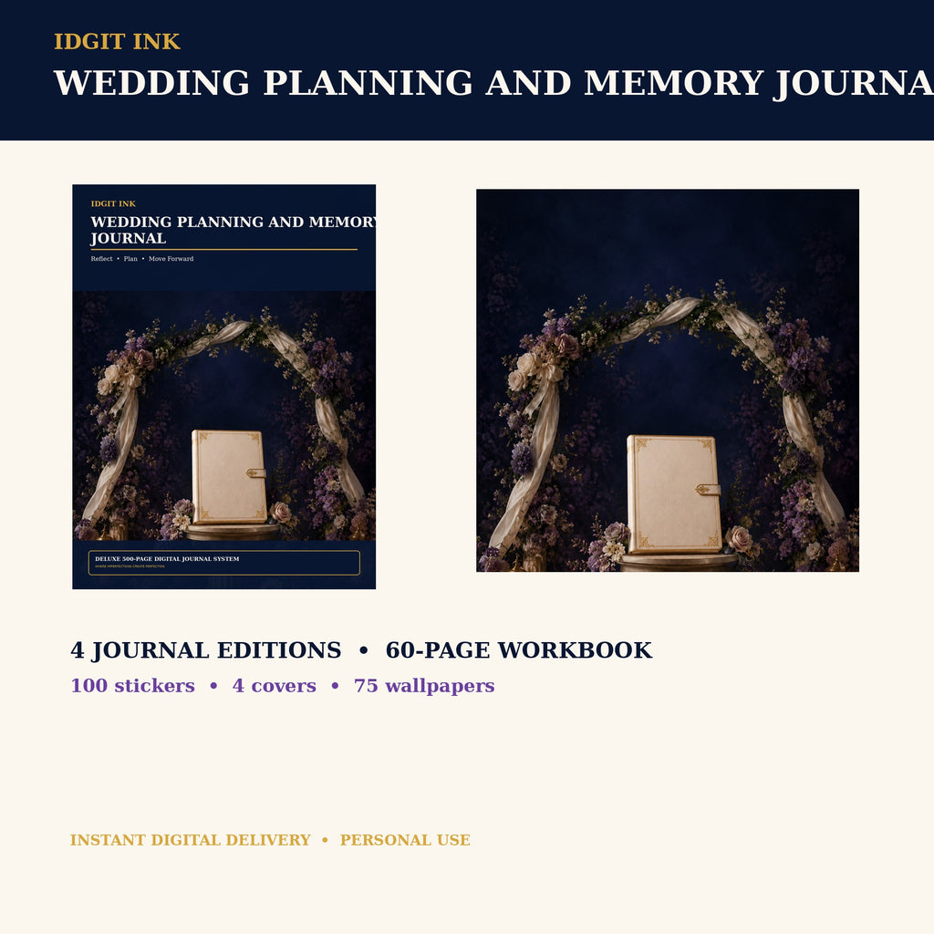 Idgit Ink Wedding Planning and Memory digital journal — complete deluxe journal bundle overview