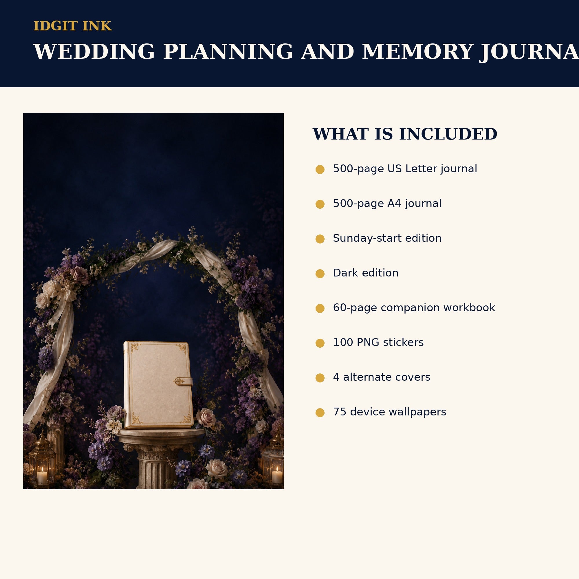 Idgit Ink Wedding Planning and Memory digital journal — four alternate journal covers
