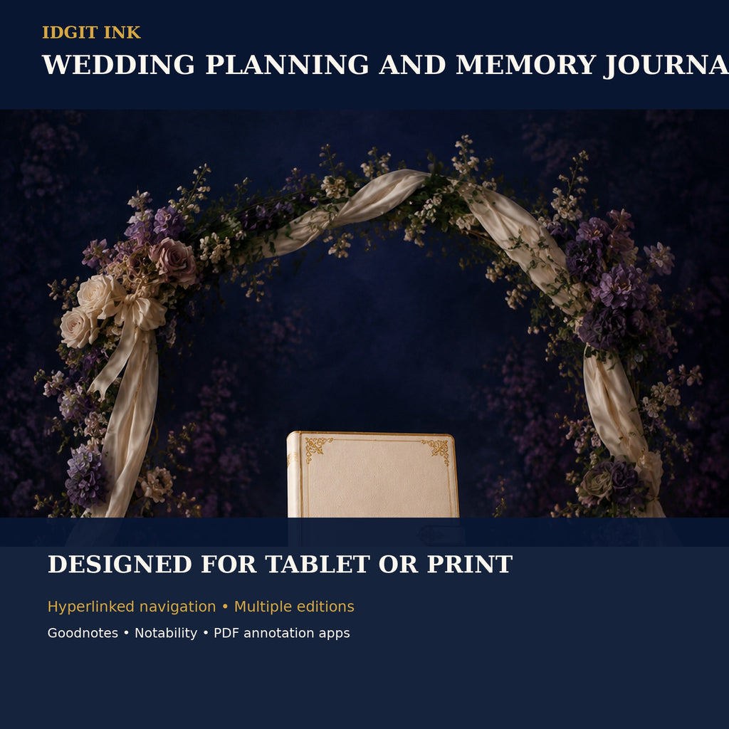 Idgit Ink Wedding Planning and Memory digital journal — 100 PNG digital stickers preview