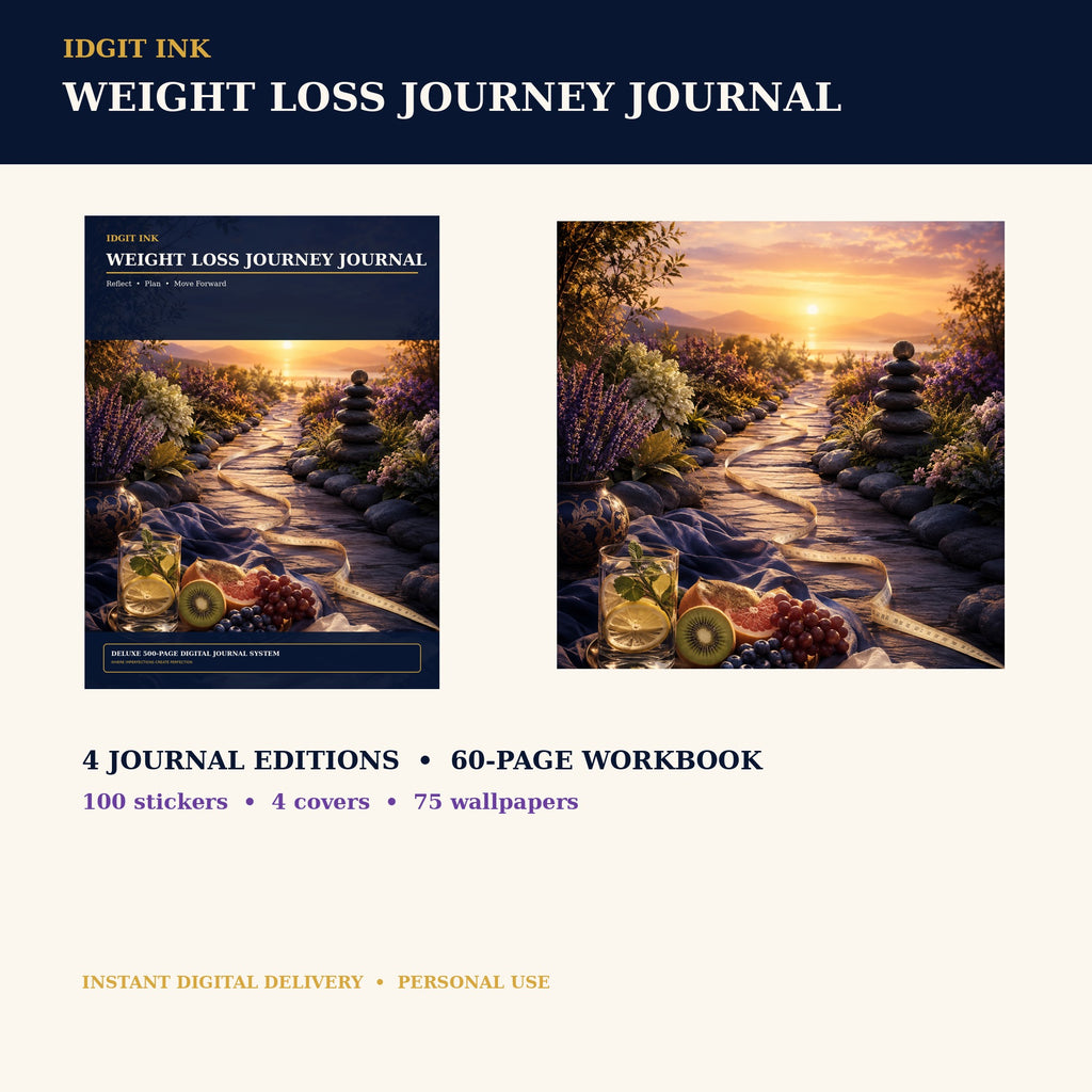 Idgit Ink Weight-Loss Journey digital journal — complete deluxe journal bundle overview